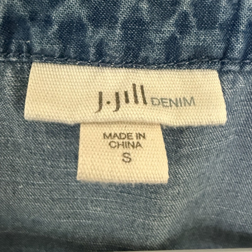 J. Jill Denim Womens Small Blue Button Up Chambray Tank Top Sleeveless Blouse - Picture 4 of 7